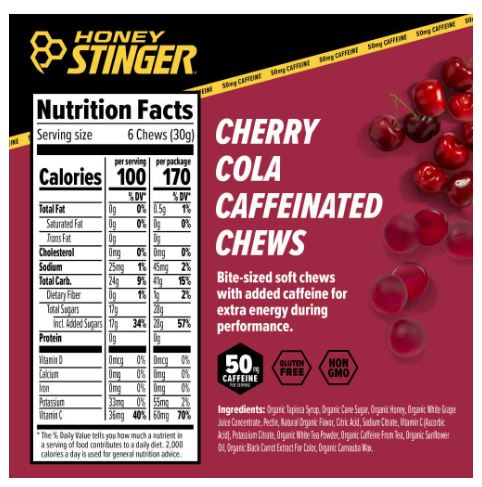 Honey Stinger | CAFFEINATED CHERRY COLA ENERGY CHEWS BOX OF 12