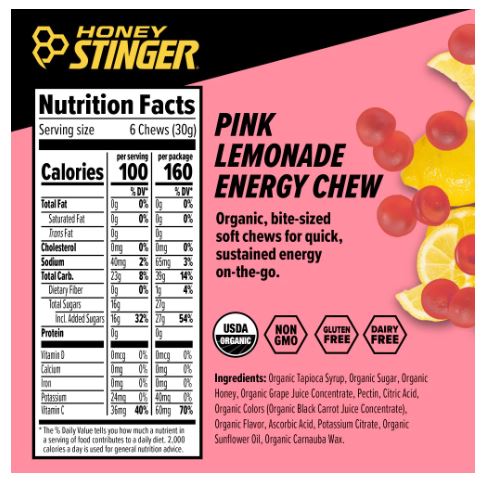 Honey Stinger | PINK LEMONADE ENERGY CHEWS BOX OF 12