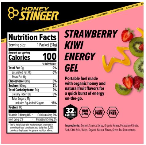 Honey Stinger | STRAWBERRY KIWI CAFFEINATED ENERGY GEL BOX OF 24