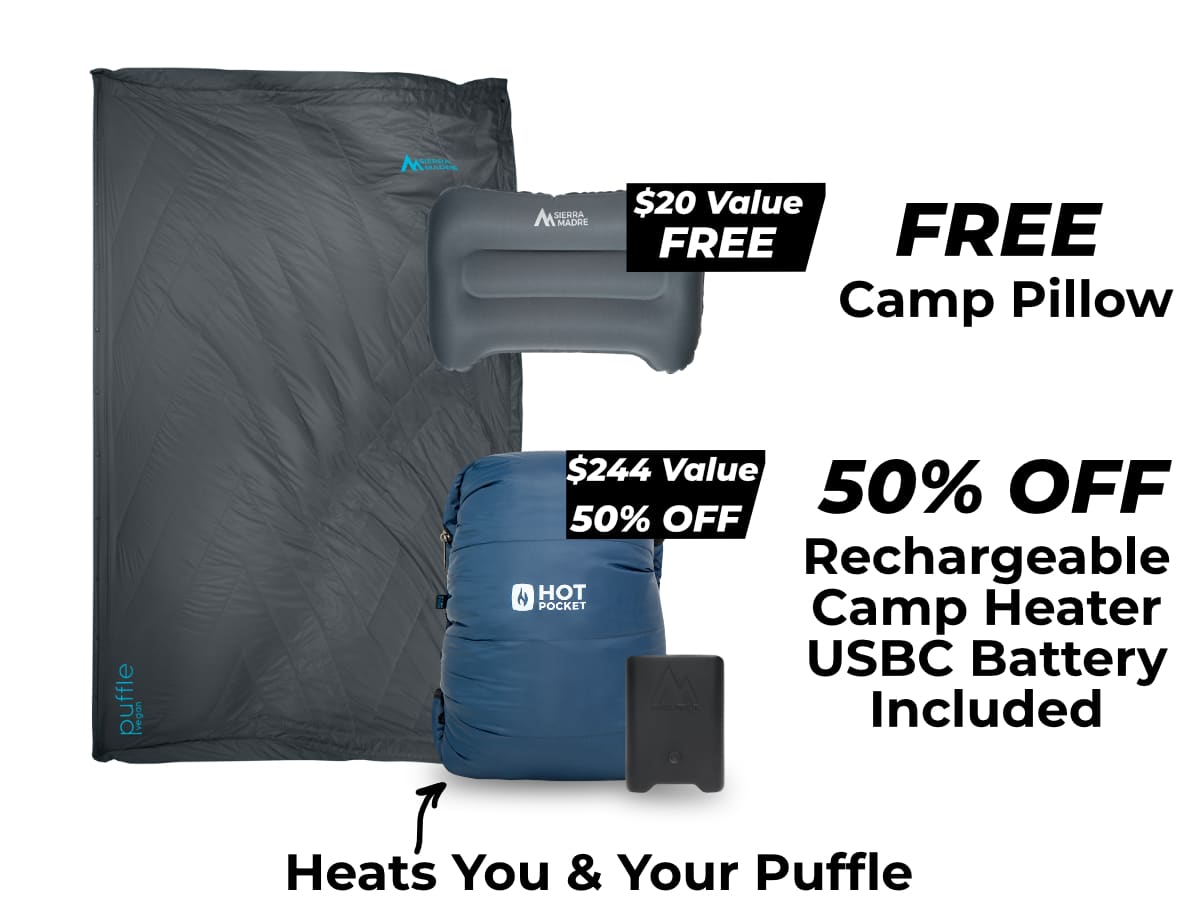 Special Offer: Puffle 55° Down Adventure Blanket + Add ons