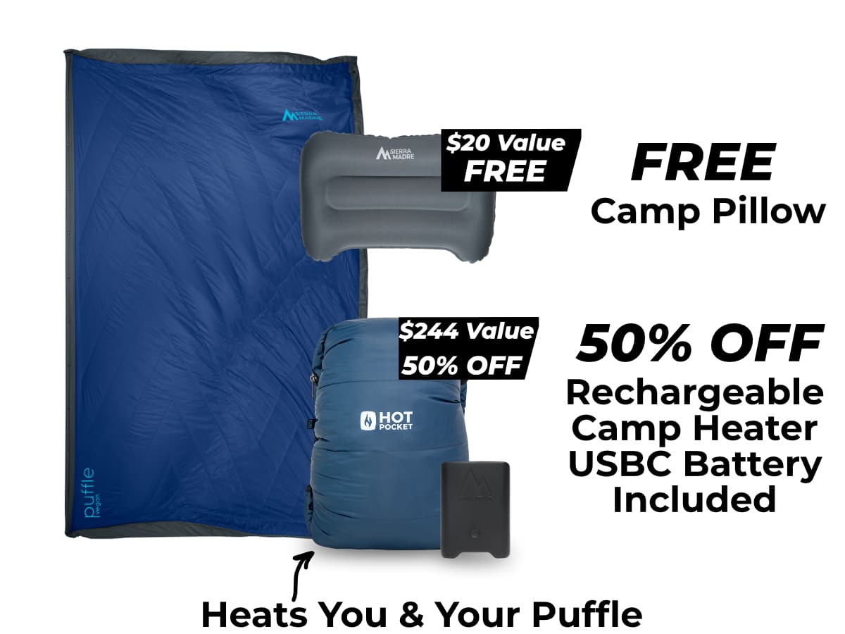 Special Offer: Puffle 55° Down Adventure Blanket + Add ons