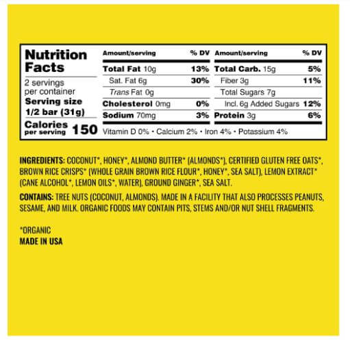Kate's Real Food | LEMON COCONUT (Box of 12)