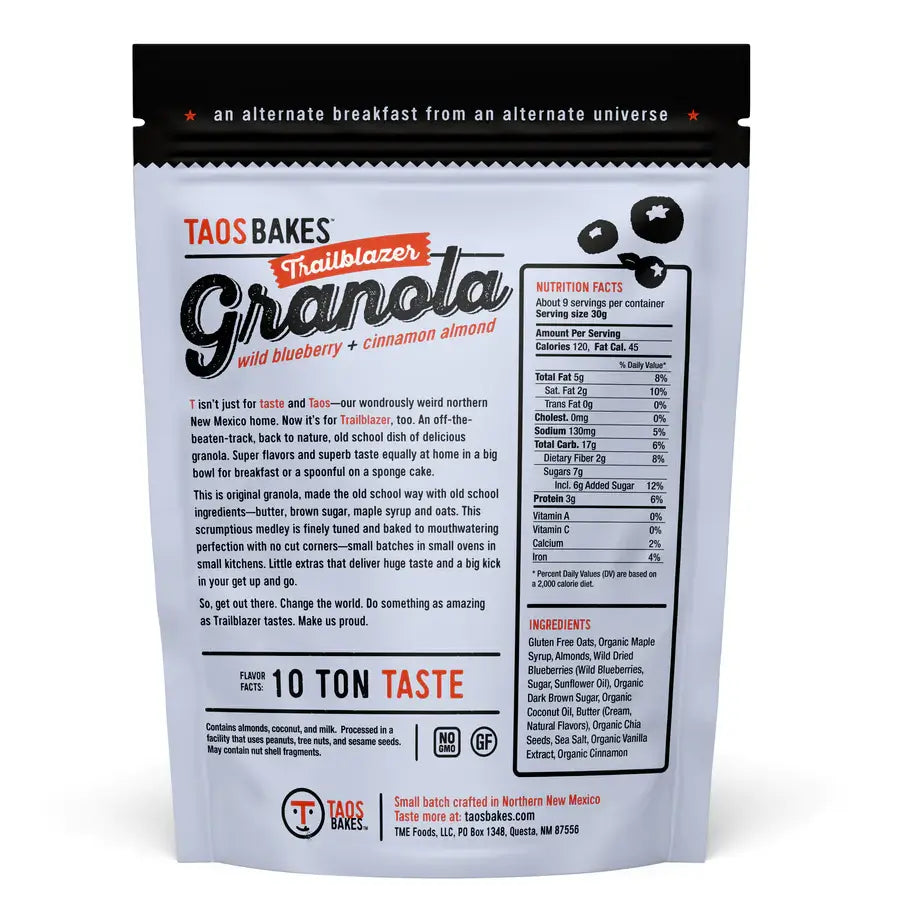 Taos Bakes | TRAILBLAZER GRANOLA - WILD BLUEBERRY + CINNAMON ALMOND