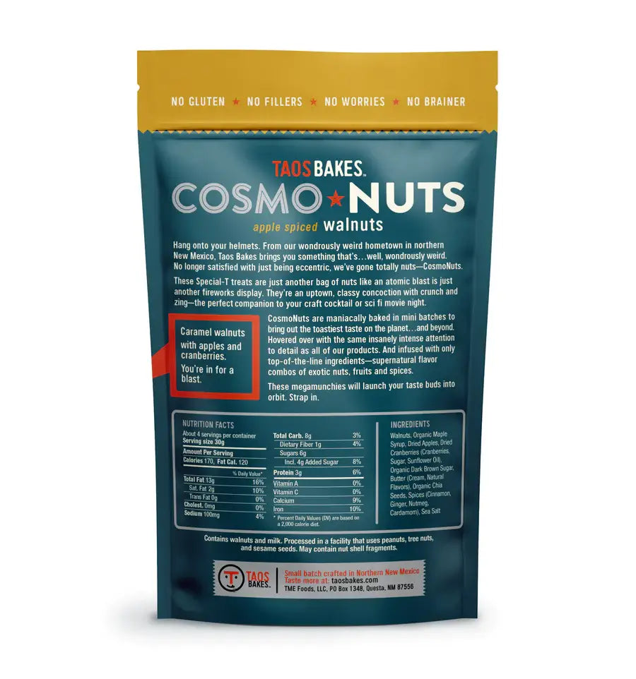 Taos Bakes | COSMONUTS - APPLE SPICED WALNUTS