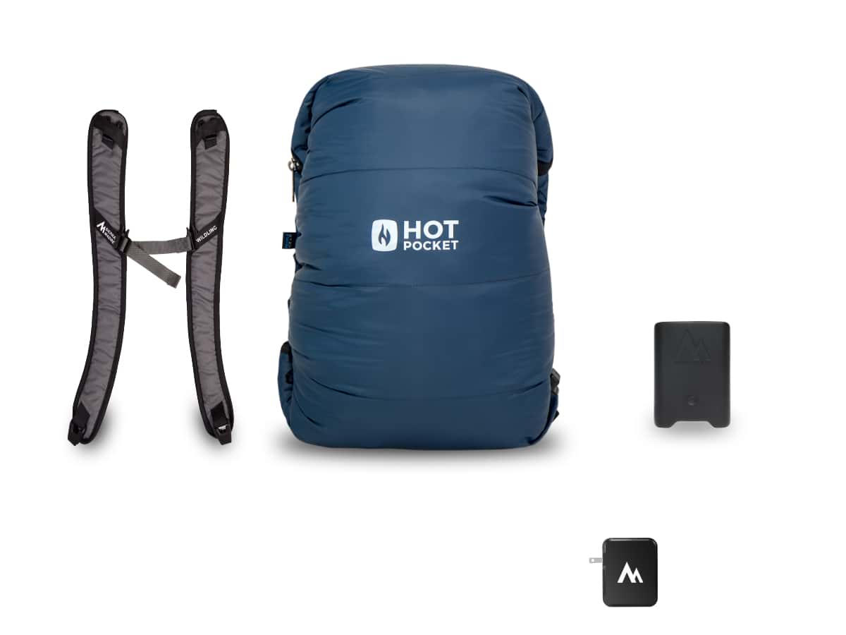 Hot Pocket | Instant Warmth Anywhere  Large + Strap Pack / Power Pack UL (High Performance Light Weight). / Lightning Charger for Home (Fastest)
