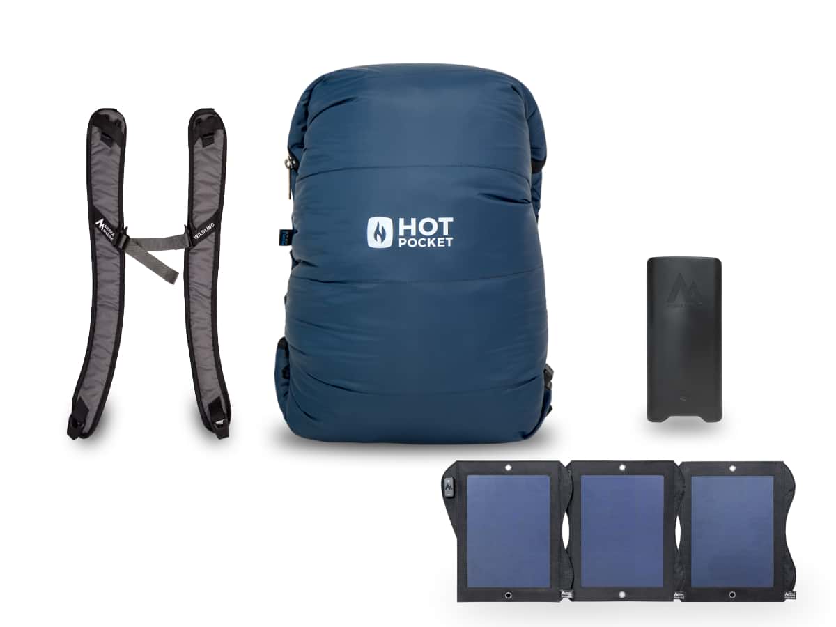 Hot Pocket | Instant Warmth Anywhere  Large + Strap Pack / Power Pack XL (High Performance Long Duration) / Solar System 21watt