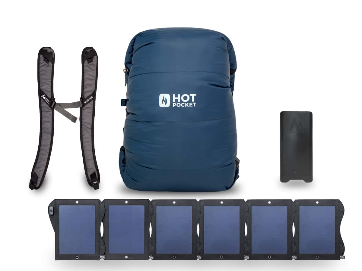 Hot Pocket | Instant Warmth Anywhere  Large + Strap Pack / Power Pack XL (High Performance Long Duration) / Solar System 42watt (Fastest)