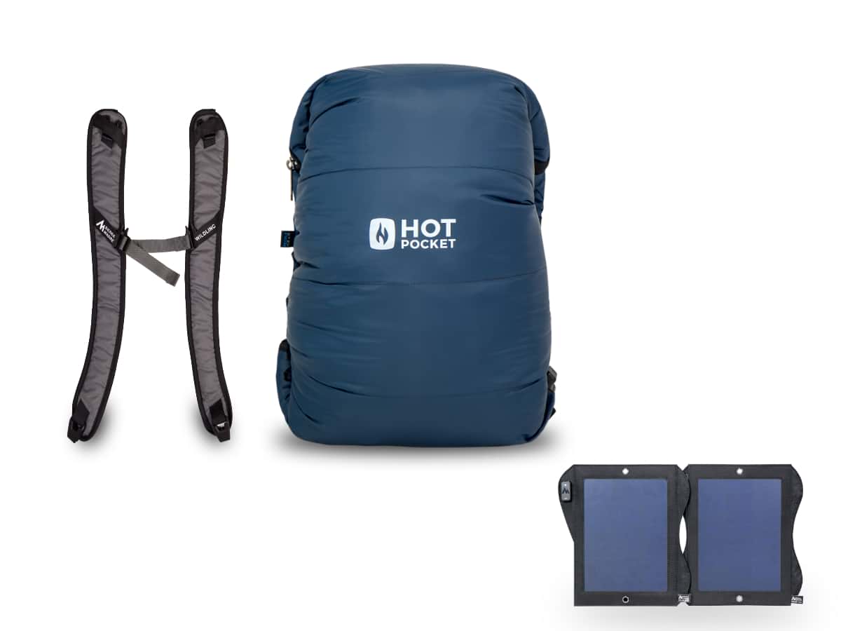 Hot Pocket | Instant Warmth Anywhere  Large + Strap Pack / No I'll use my own USBC battery. / Solar System 14watt