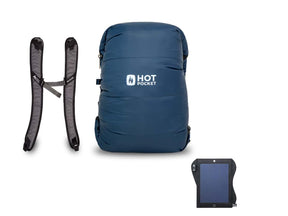 Hot Pocket | Instant Warmth Anywhere  Large + Strap Pack / No I'll use my own USBC battery. / Solar System 7watt (Lightest)