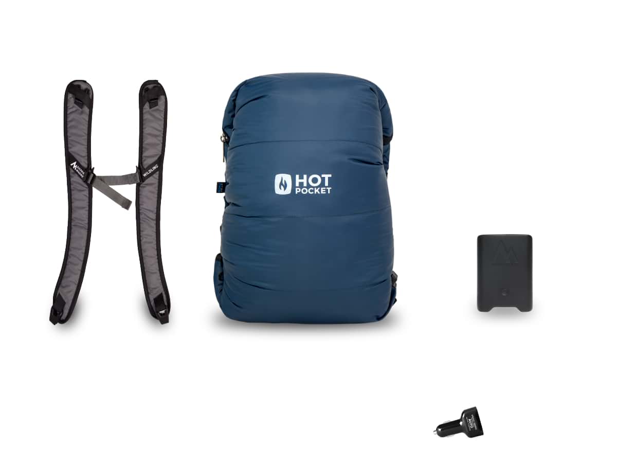Hot Pocket | Instant Warmth Anywhere  Medium + Strap Pack / Power Pack UL (High Performance Light Weight). / Auto Charger for Car