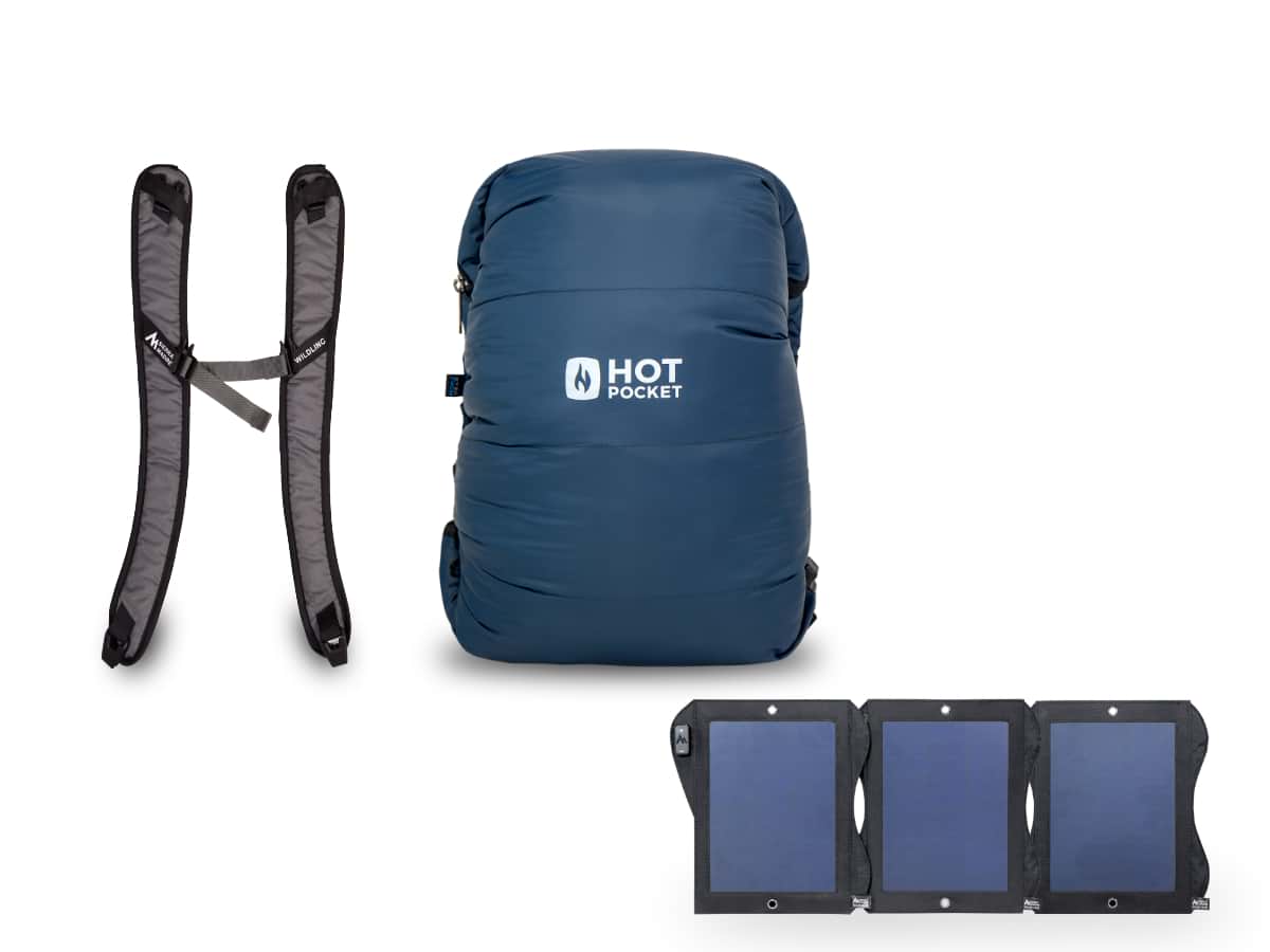 Hot Pocket | Instant Warmth Anywhere  Medium + Strap Pack / No I'll use my own USBC battery. / Solar System 21watt