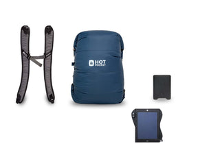 Hot Pocket | Instant Warmth Anywhere  Small + Strap Pack / Power Pack UL (High Performance Light Weight). / Solar System 7watt (Lightest)
